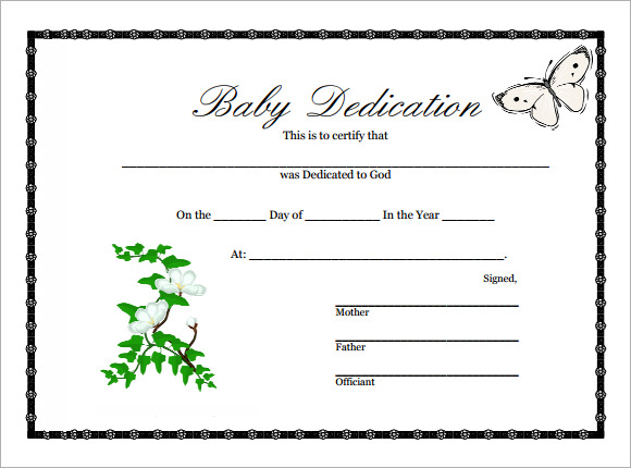 baby dedication certificate free