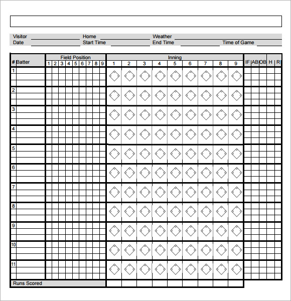 Baseball Score Sheet Example