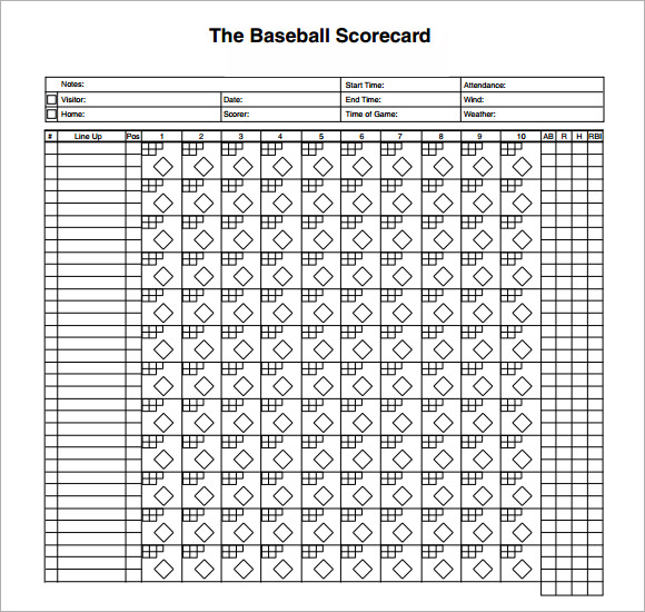 Baseball Score Sheets - Free Printable - Word, Excel, PDF Format