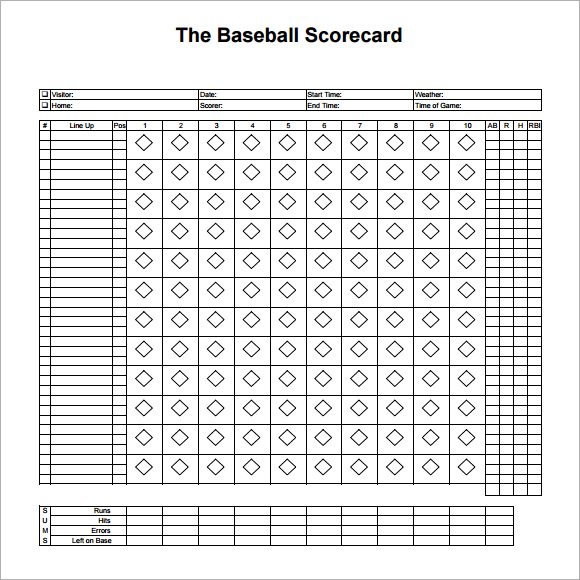 baseball scorecard template