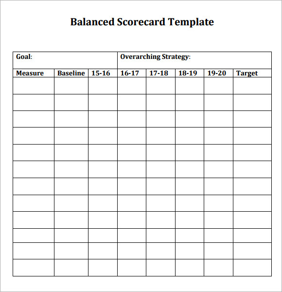 blank scorecard template