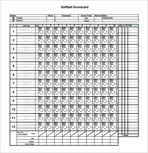 blank softball score sheet