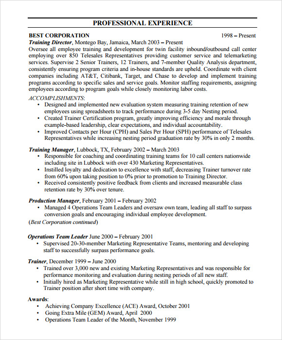 16 Sample BPO Resumes Sample Templates