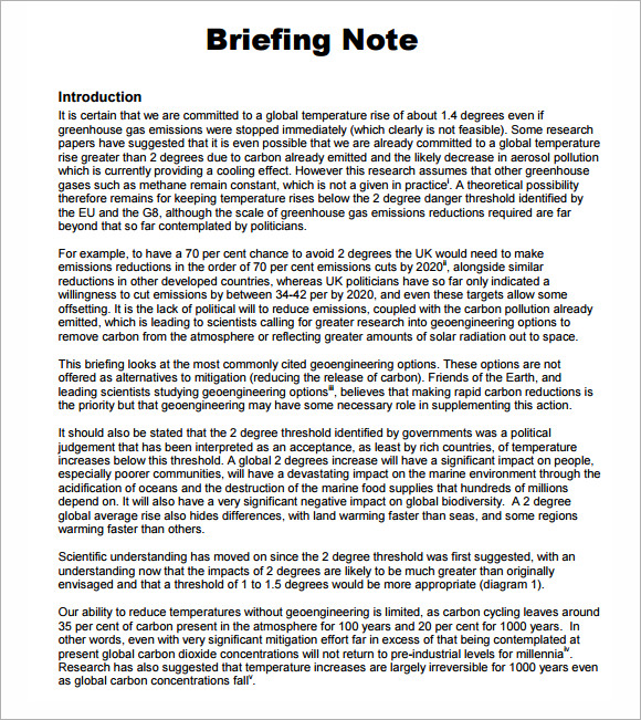 How To Write A Policy Briefing Note - Briefing note sample government