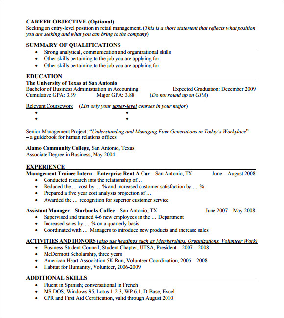college student resume template microsoft word free download