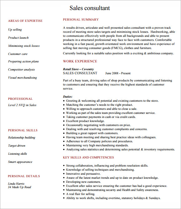 consultant resume example