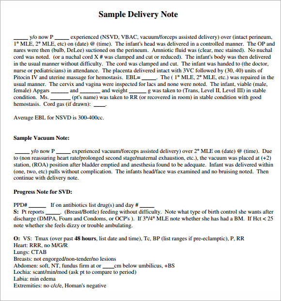delivery note example