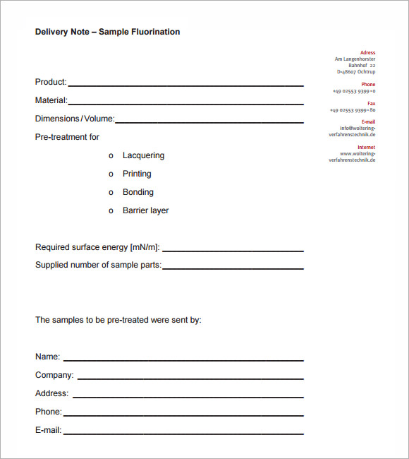 delivery note invoice template