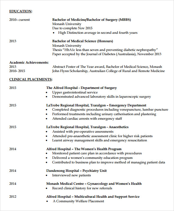 7+ Sample Doctor Resumes | Sample Templates