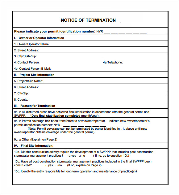 FREE 5+ Termination Notice Samples in PDF MS Word