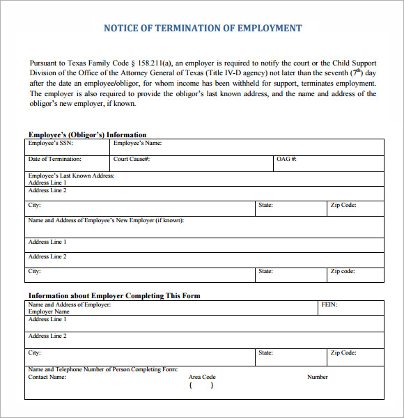 FREE 5+ Termination Notice Samples in PDF | MS Word