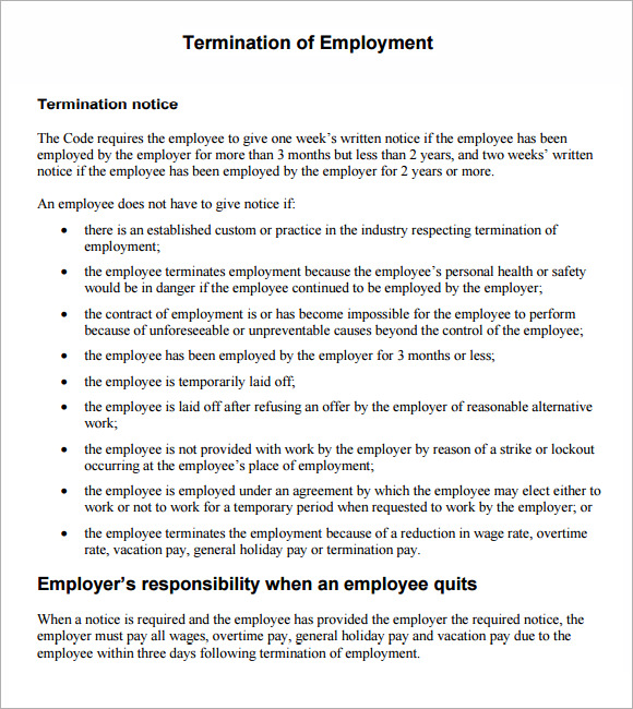 employee termination notice