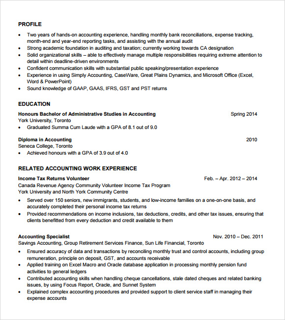 example of accounting resume