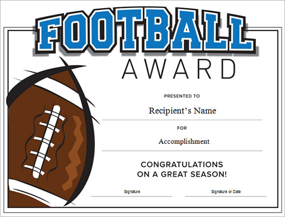 football certificate template word