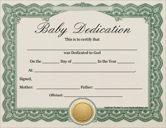 Baby Dedication Certificate Template Printable Printable Templates