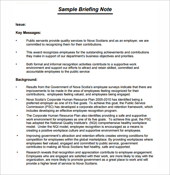 free briefing note template