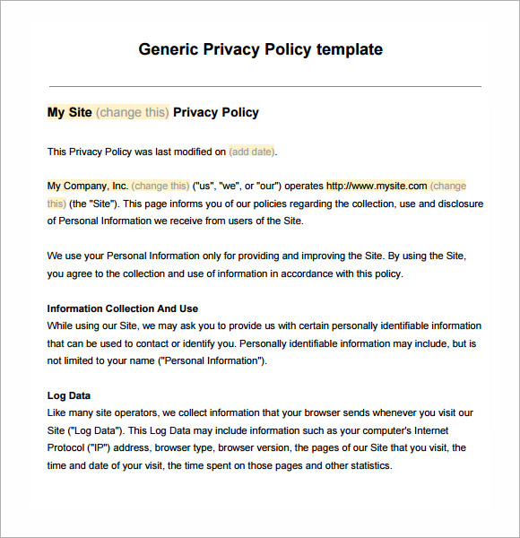 free privacy notice template