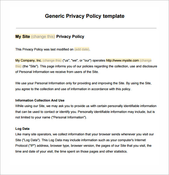 Free 5 Sample Privacy Notice Templates In Pdf Psd Ms Word