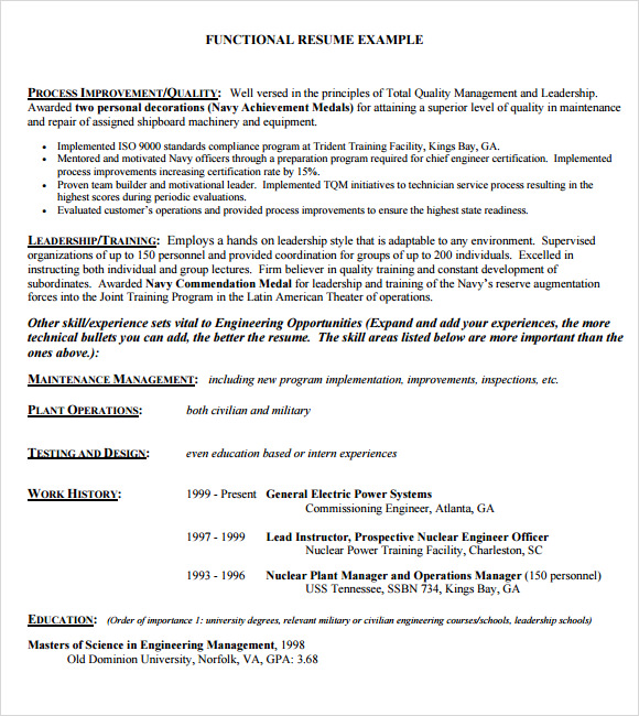 Functional resume pdf