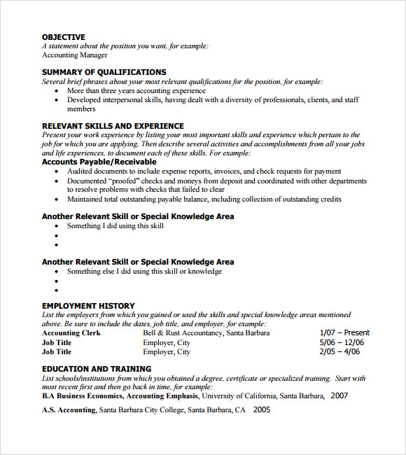 Functional Resume Sample Pdf