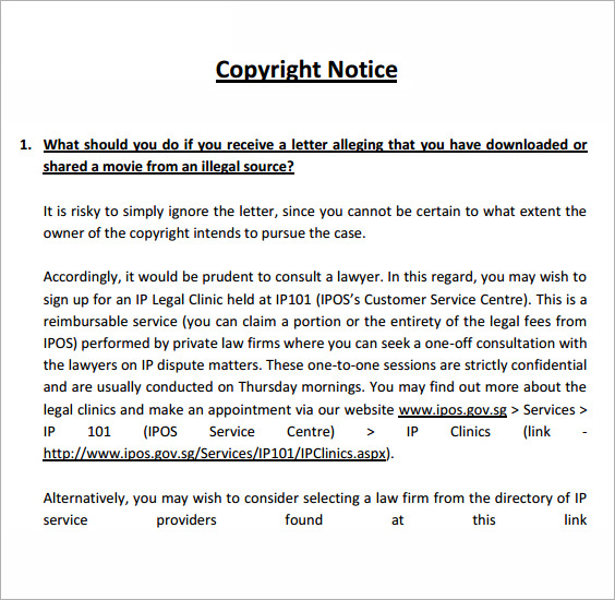 generic copyright notice