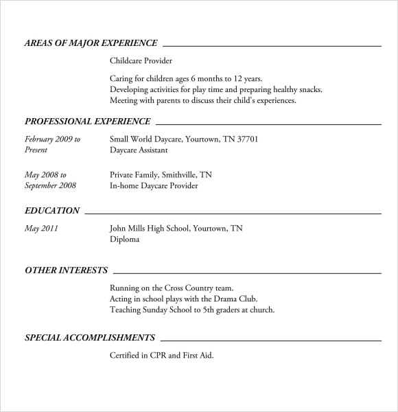 word high school resume template