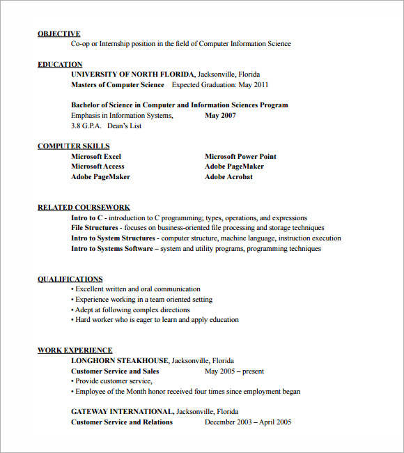 Resume may sample