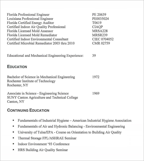resume templates for air conditioning service tech