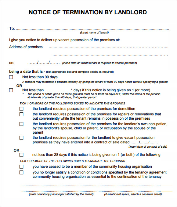 landlord notice of termination