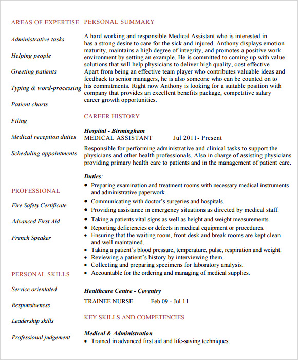 medical assistant resume example