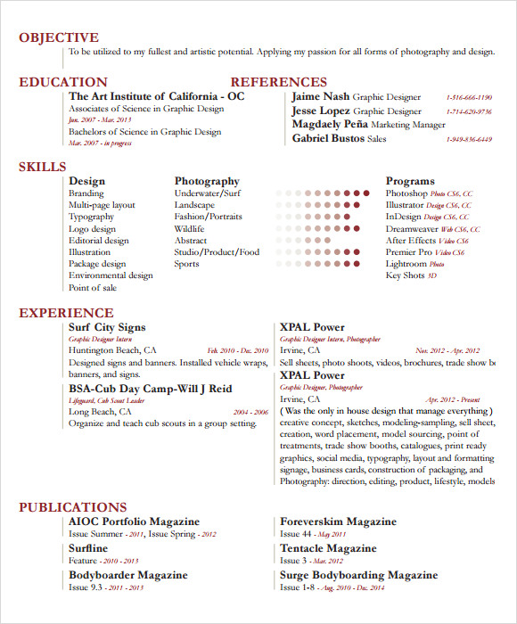 7 sample photographer resume templates to download