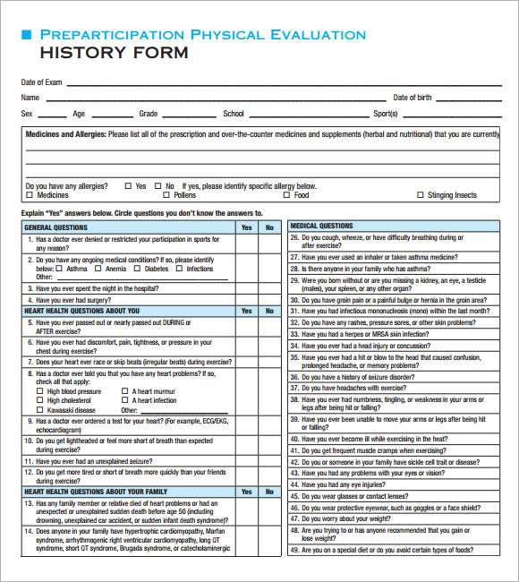 physical exam checklist