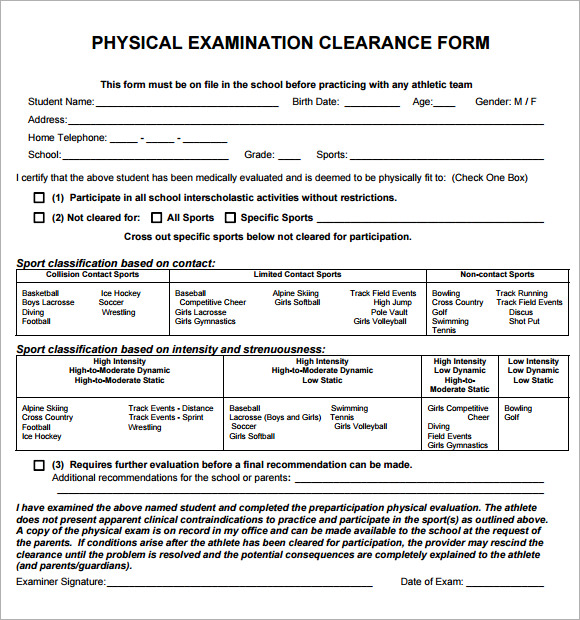 physical exam template example