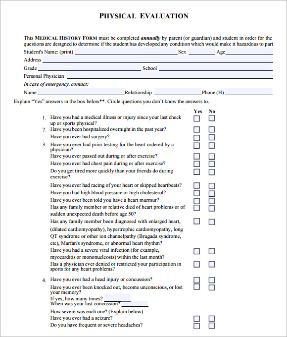 physical exam template form