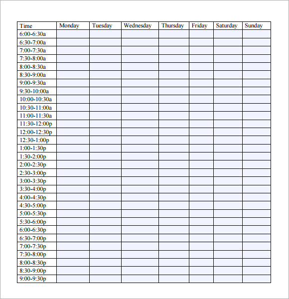 printable weekly itinerary