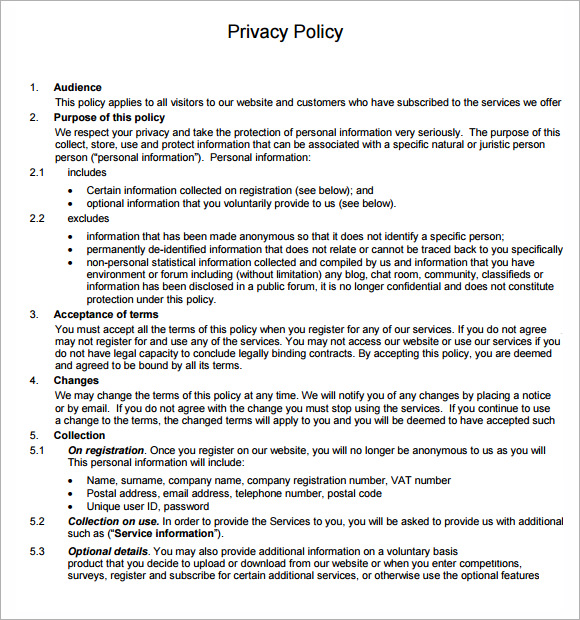 privacy notice template example
