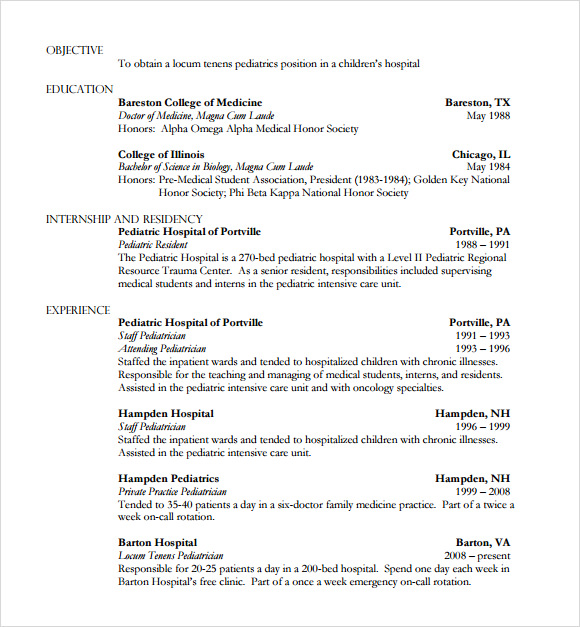7 Doctor Resume Templates - Download Documents in PDF , PSD