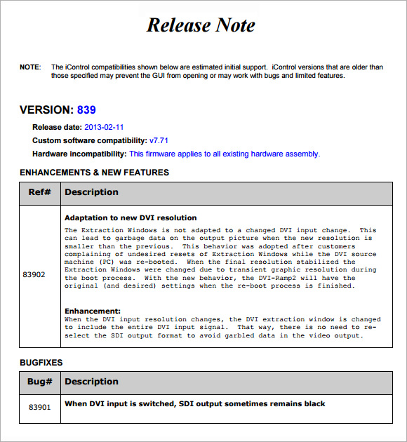 release notes example