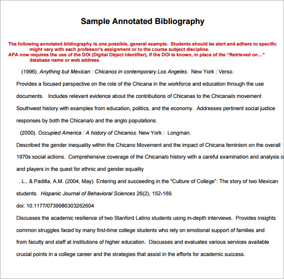 sample annotated bibliography template