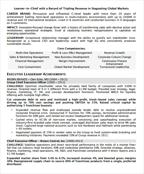 executive resume 8 free samples examples format