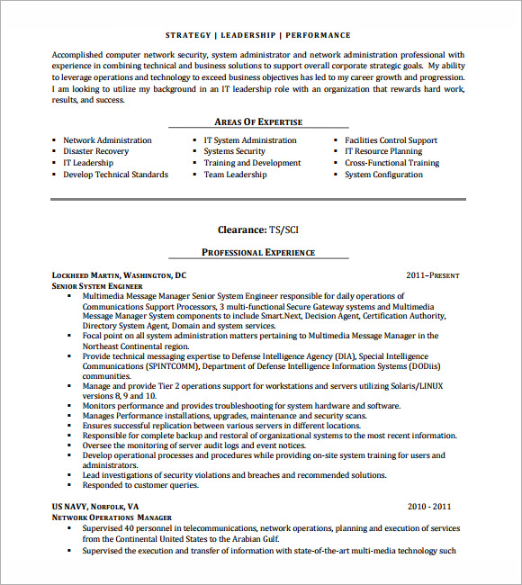 Free 5 Sample Network Engineer Resume Templates In Pdf Psd