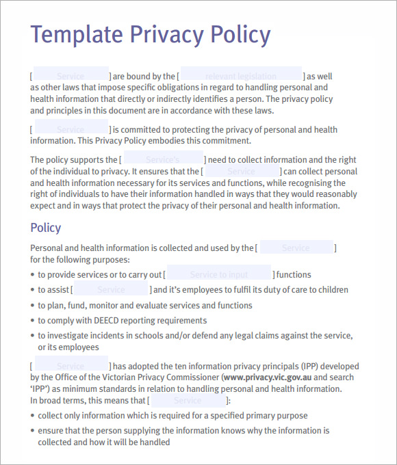 Privacy Policy Template For Small Business