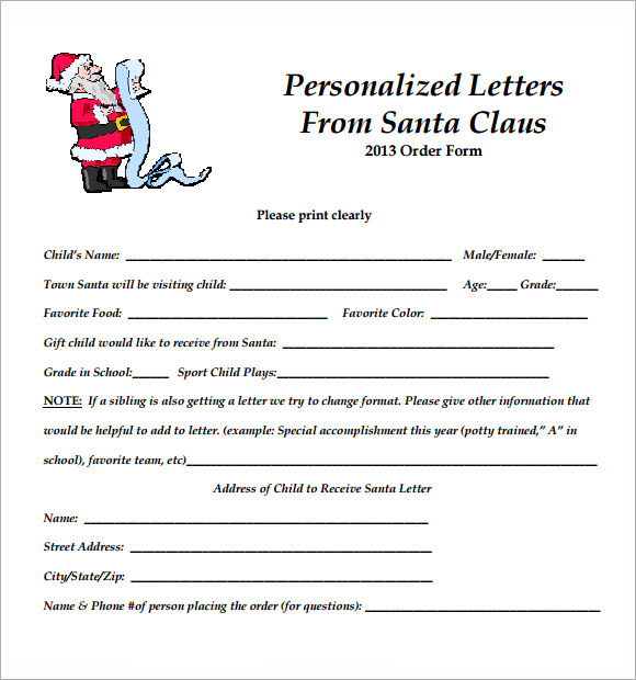 sample santa letter template