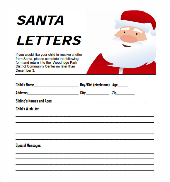 santa letter template free printable