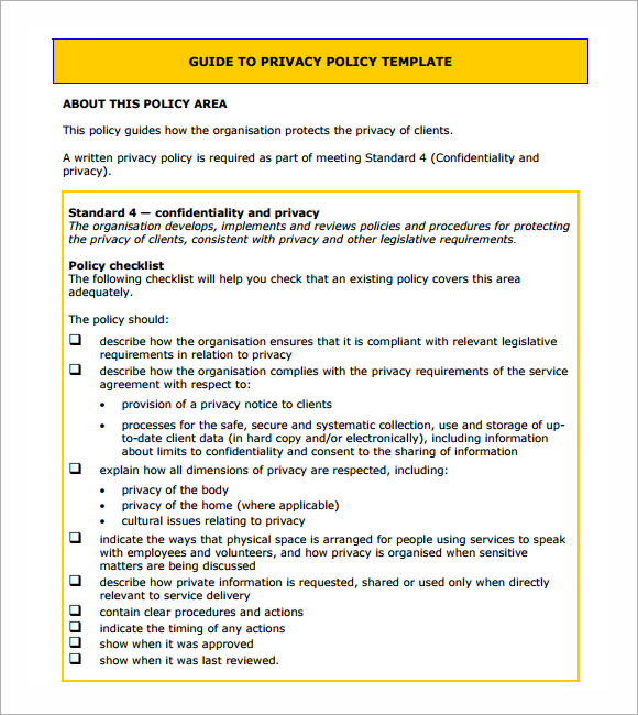 Customer Data Privacy Policy Template