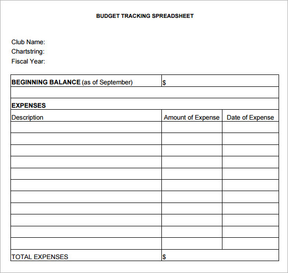 tracking spreadsheet sample