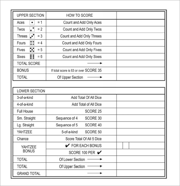 free 6 yahtzee score sheets templates in google docs google sheets excel ms word numbers pages pdf