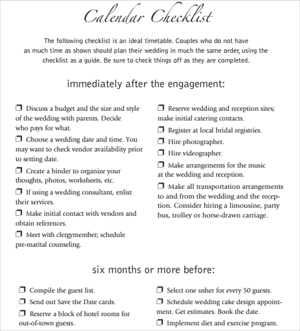 FREE 9+ Wedding Timeline Templates in PDF