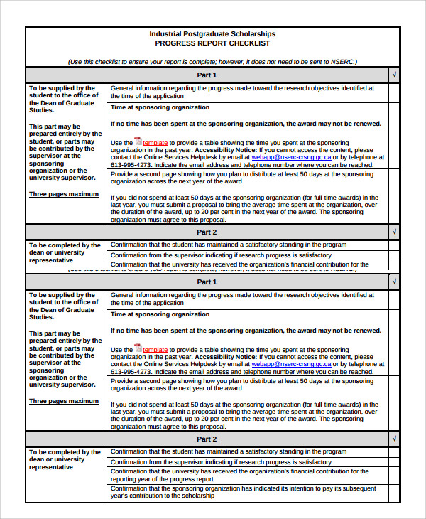 research performance progress report sample