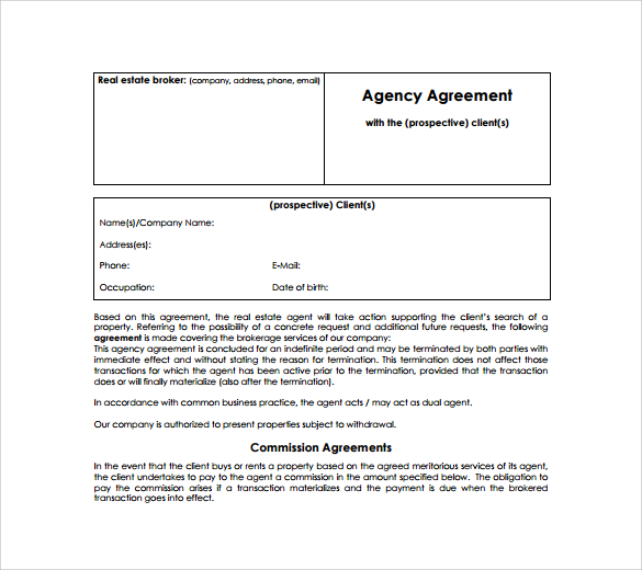 example of sales agency agreement%ef%bb%bf